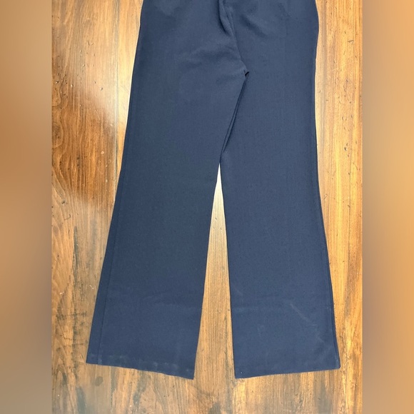 Julia Jordan Pleated Chiffon Crepe Tie Waist Jumpsuit Size 4 Navy Straight Leg - Picture 9 of 13